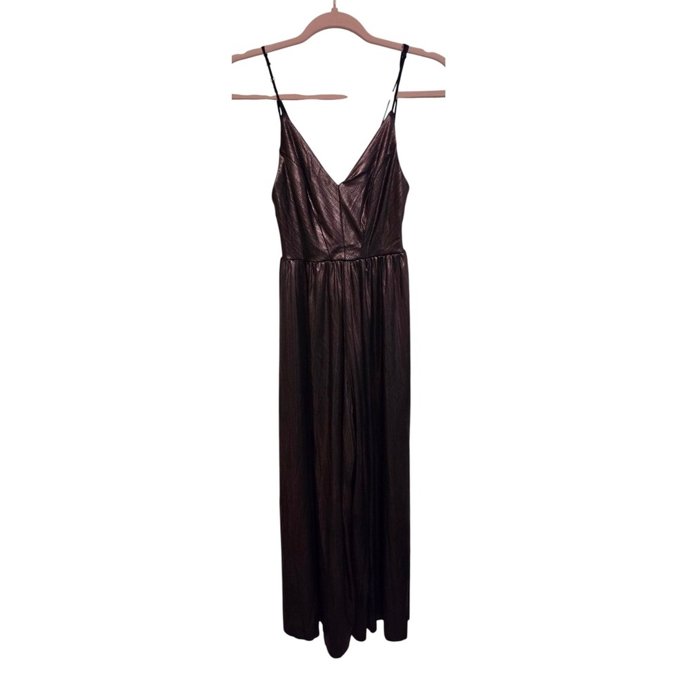 Urban Outfitters XS Metallic Bronze Jumpsuit Strappy‎ Back Palazzo Party Romper